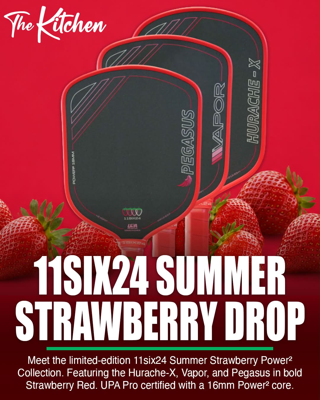 11six24 Summer Strawberry Power² pickleball paddle collection