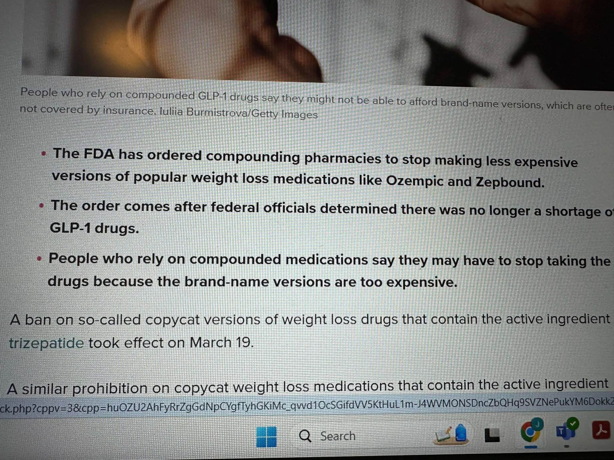FDA ban on compounded semaglutide implications