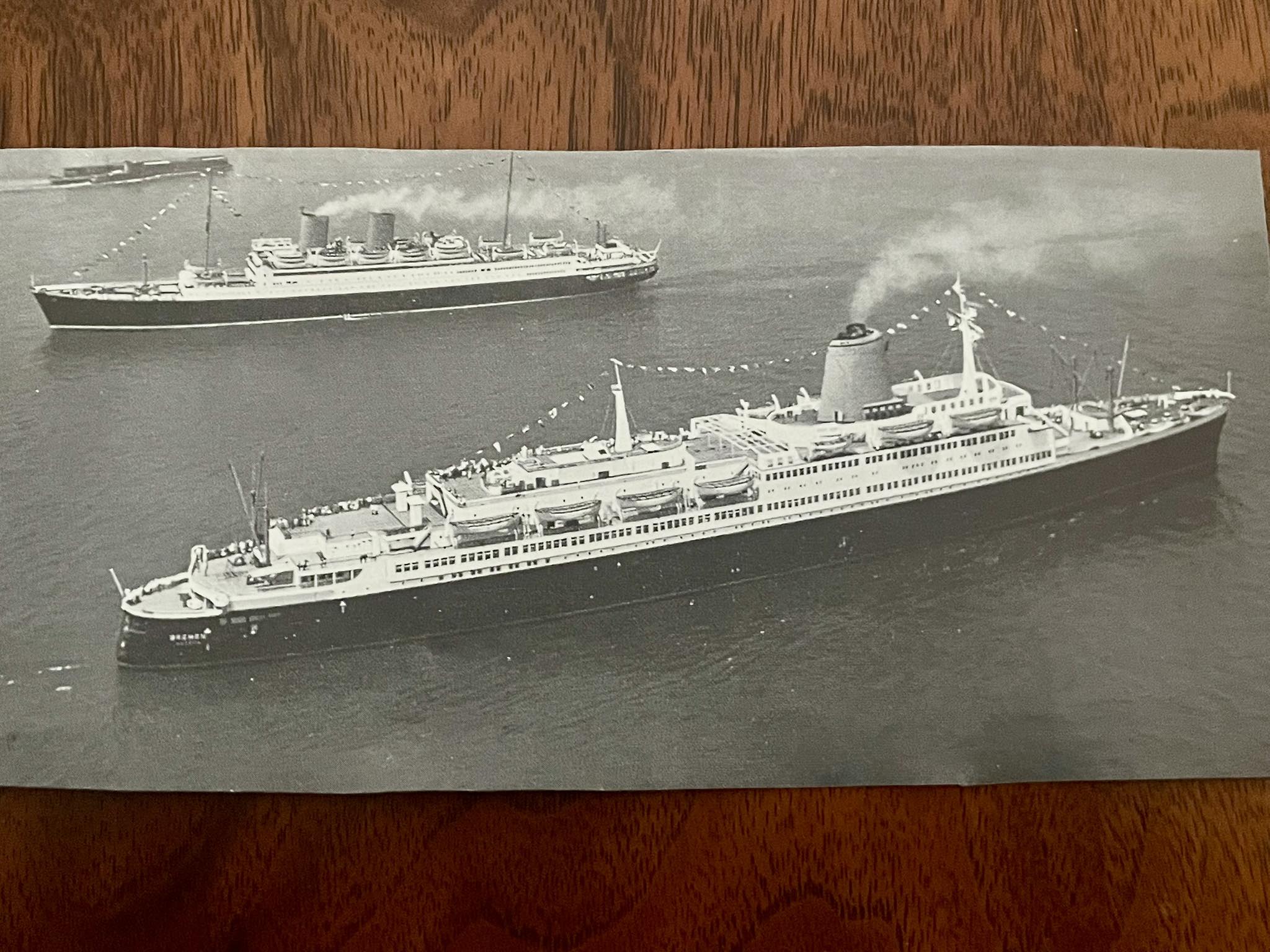 The Bremen passing the Berlin in 1250 scale.