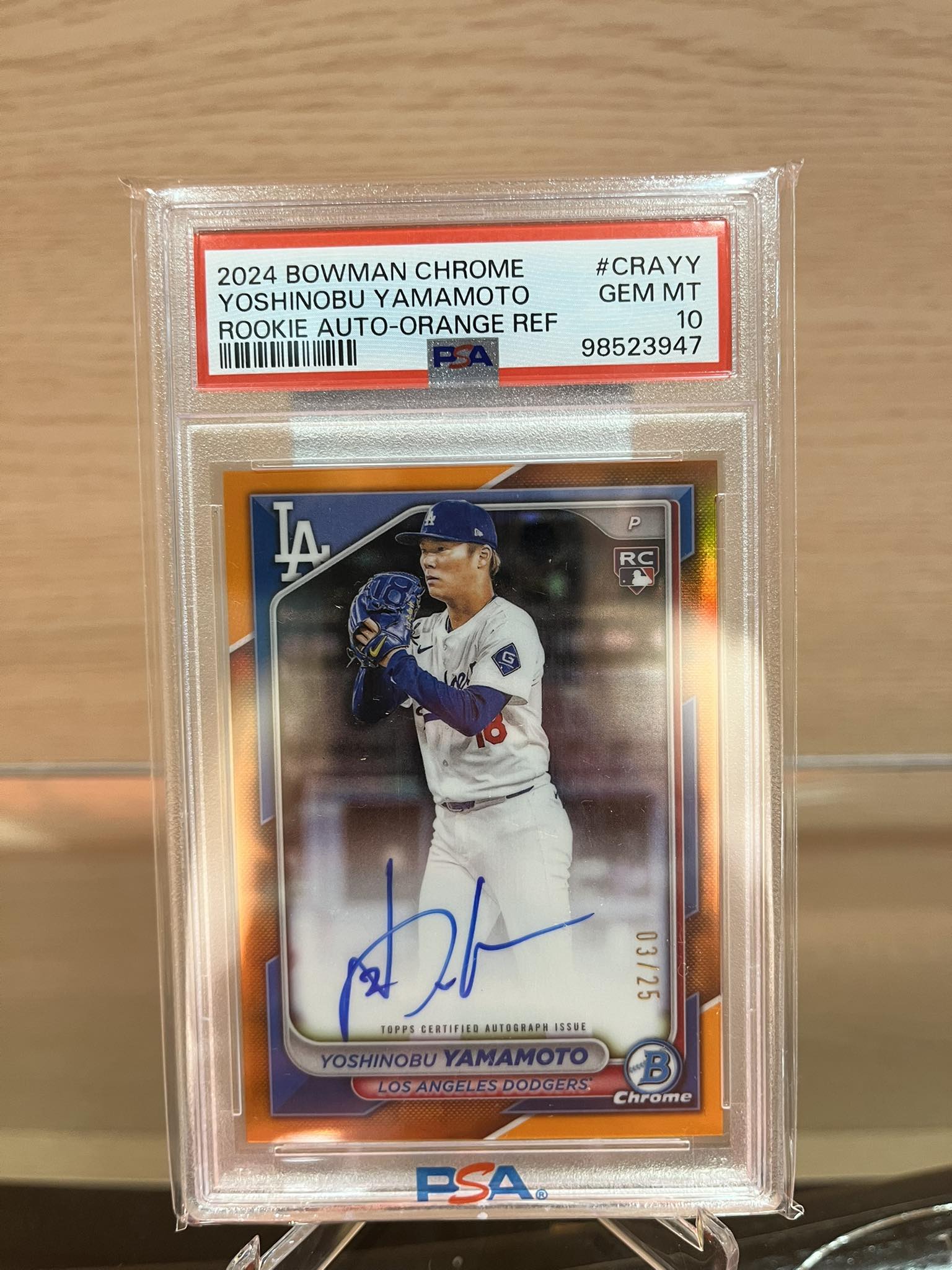 賣兩張世界大賽MVP山本由伸2024 Topps chrome Logofractor /5 PSA10 暫 