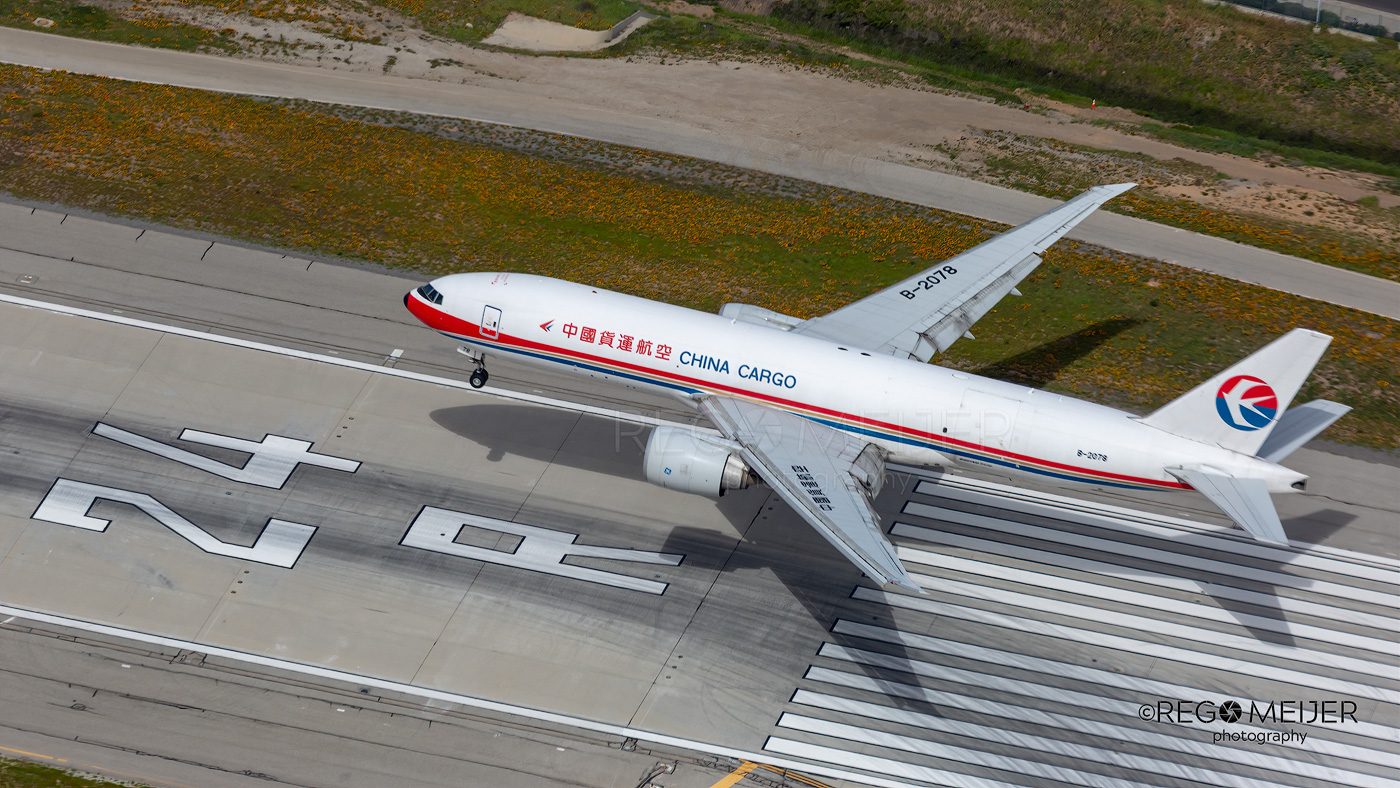 China Airlines Boeing 777-200F cargo plane takes off