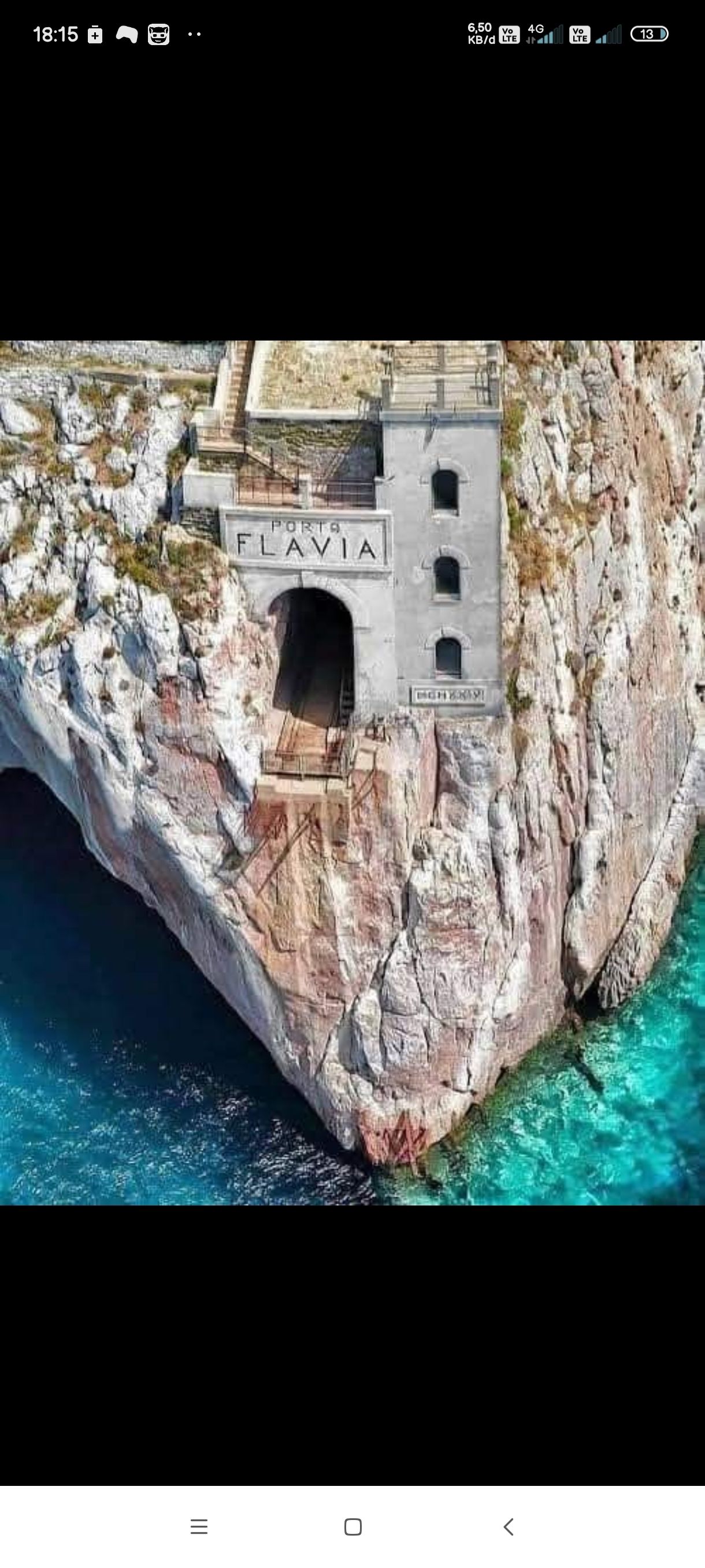 Ancient Porto Flavia seaport in Sardinia, Italy