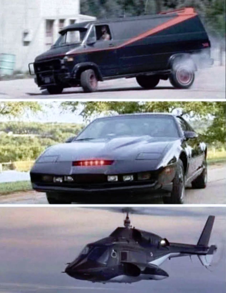 The A-Team (1983-87) Knight Rider (1982-86) Air wolf (1984-86)