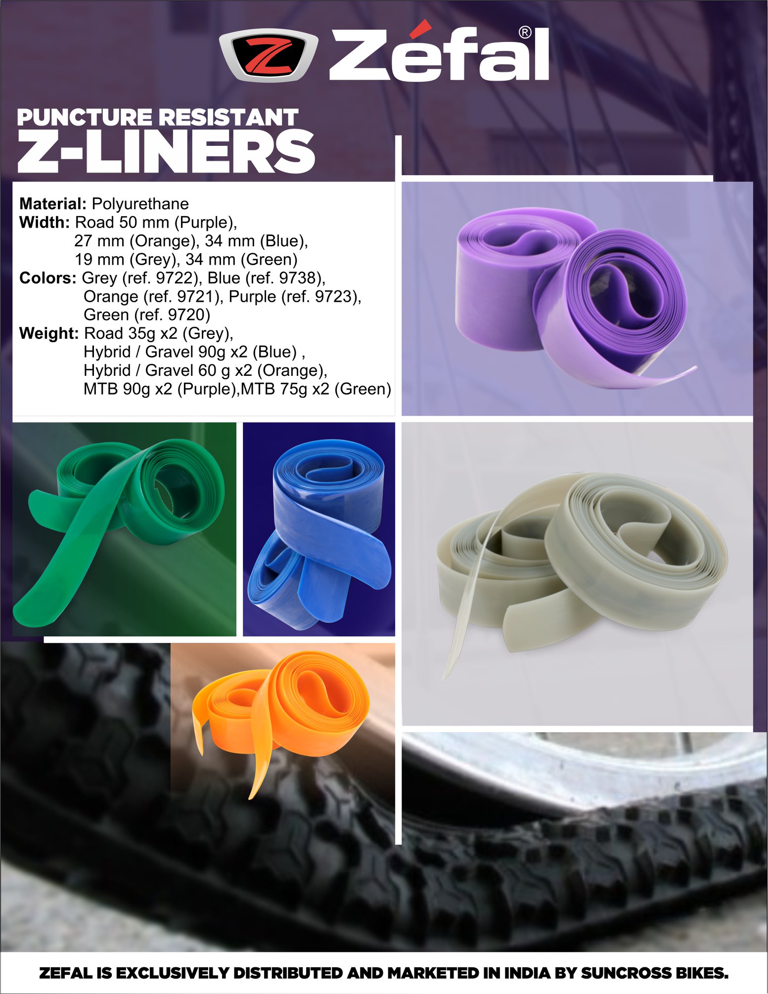 Zefal Z-Liner Bicycle Tire Liners Pair - Puncture Protection For Bike Tires (Multiple Sizes)
