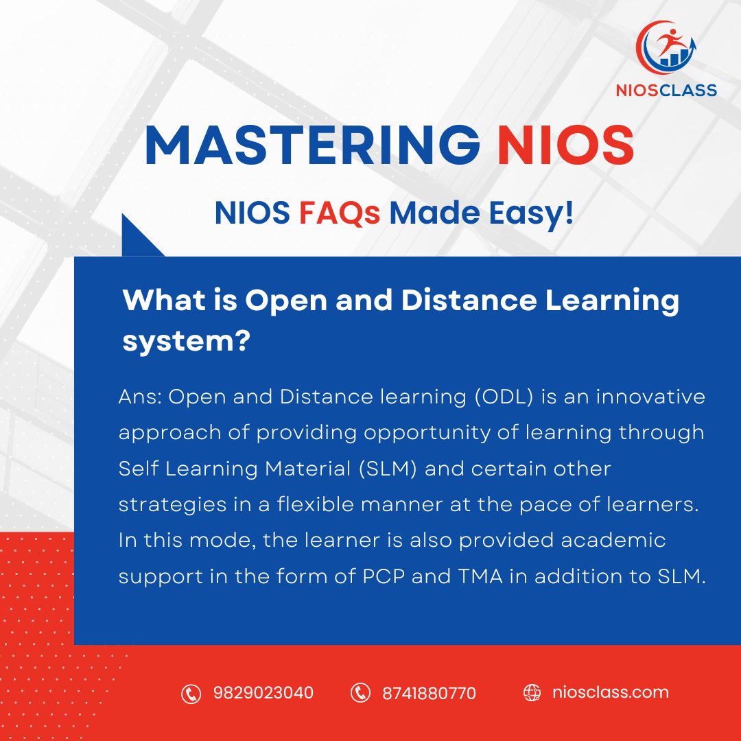 NIOS - What is Open and Distance Learning system? Ans: Open and ...