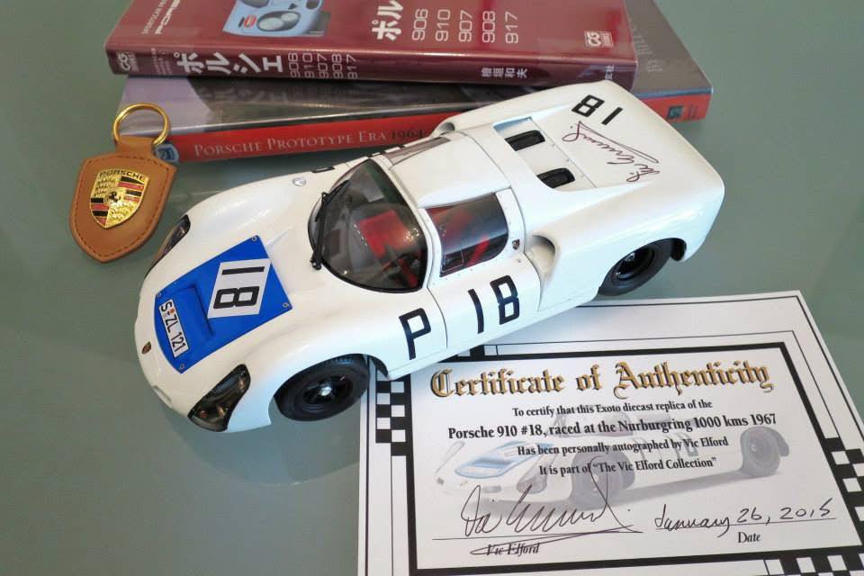 Exoto 1:18 scale Porsche 910 Nurburgring 1000 km 1967 autographed