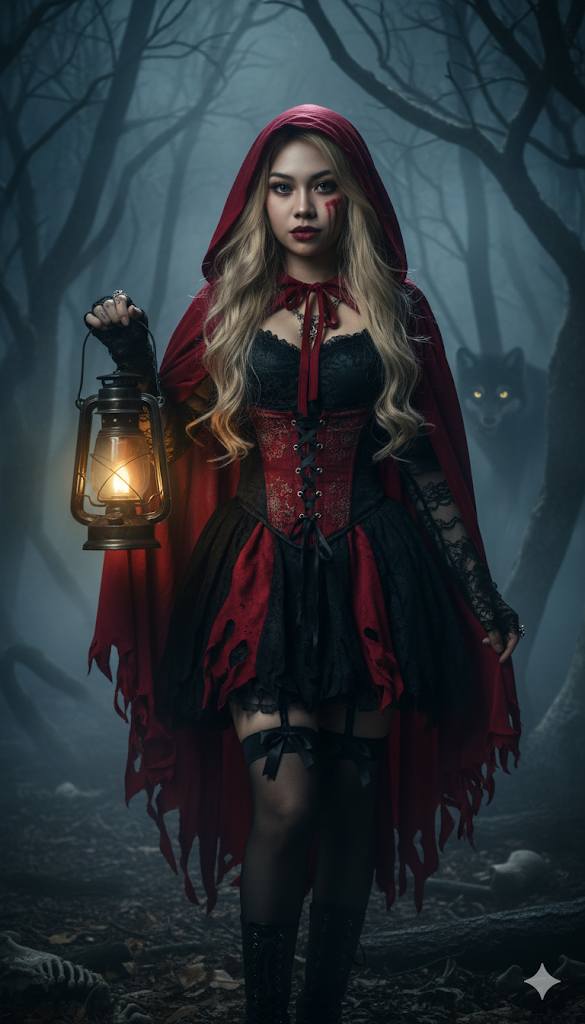 AngeLa - Cinematic dark fantasy portrait of a young woman dressed as a ...