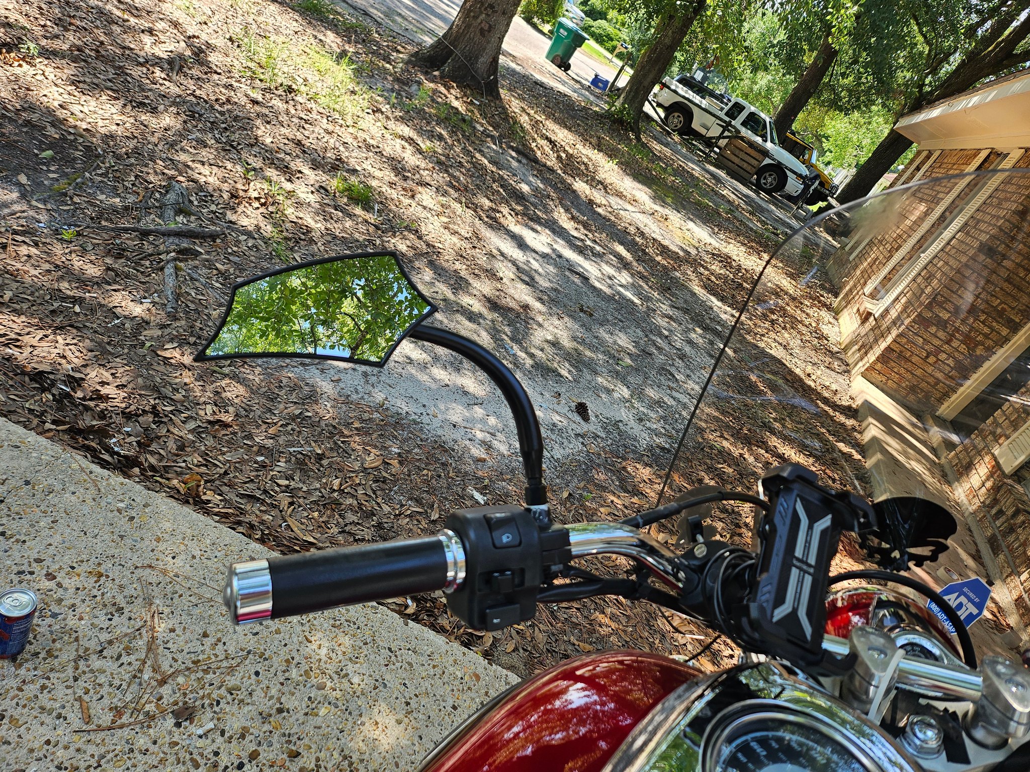 Black 7/8" 1" 22mm 25mm Round Bar End Mirror – Diamond Cut Café For Harley