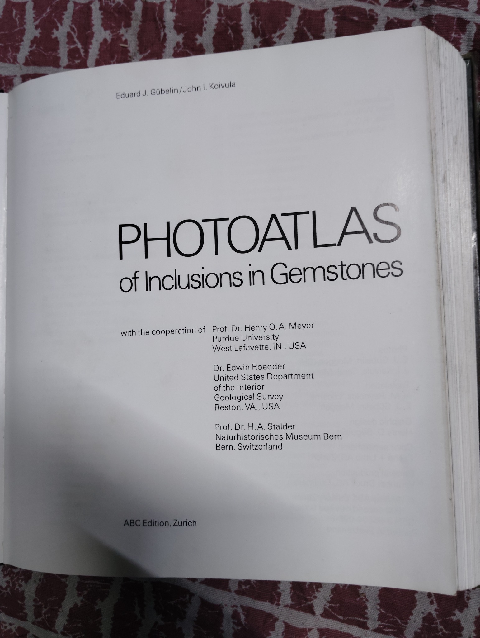 Photoatlas of inclusions in gemstones book for sale