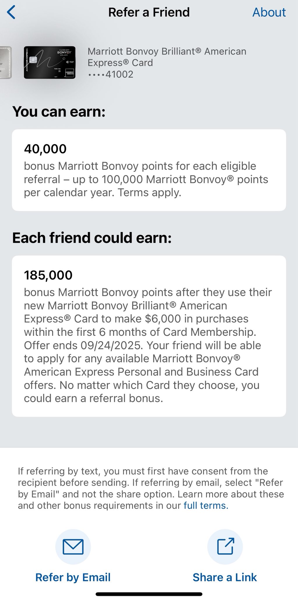 Marriott Bonvoy Brilliant referral bonus offer
