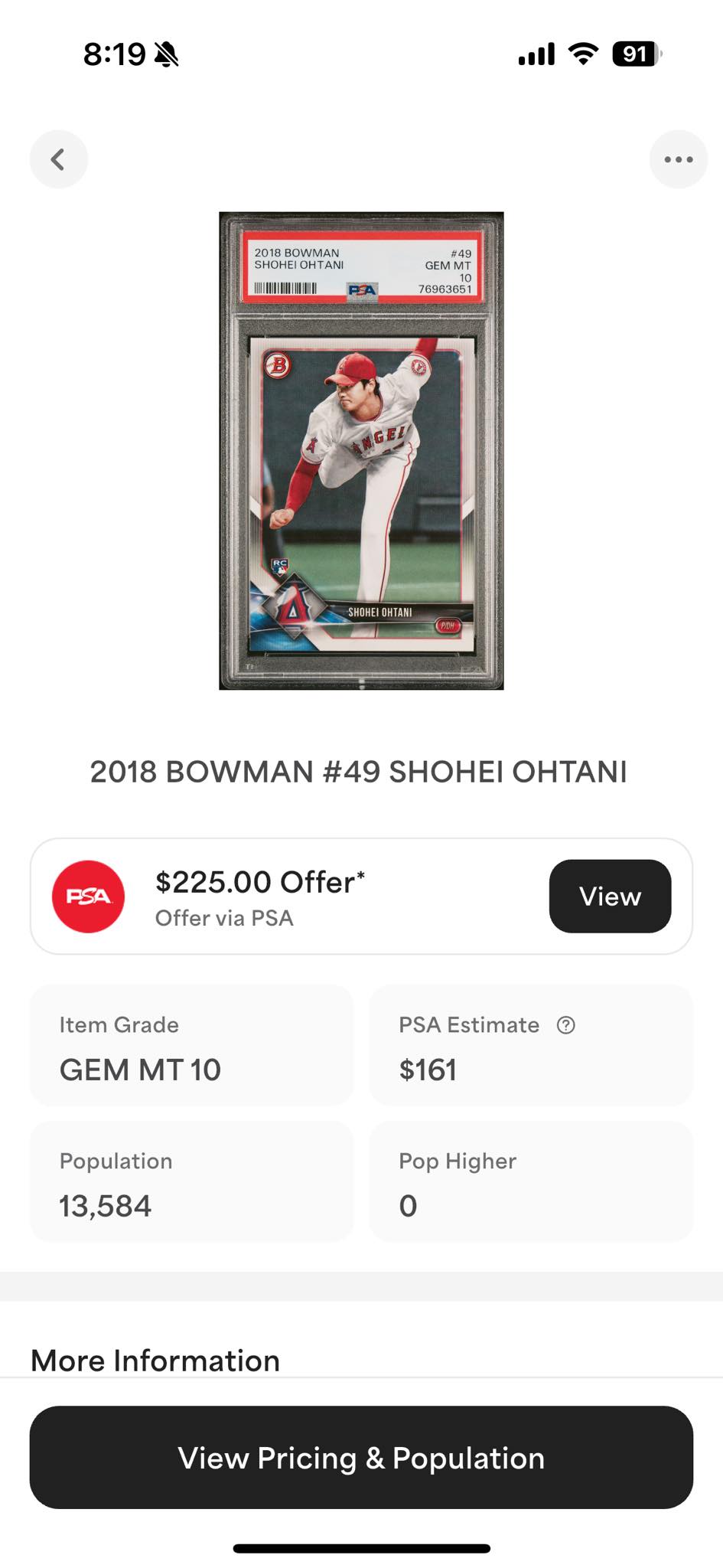 PSA 10 GEM MINT - 2018 Topps Holiday Shohei Ohtani Rookie Card #17 (Dodgers/Angels)