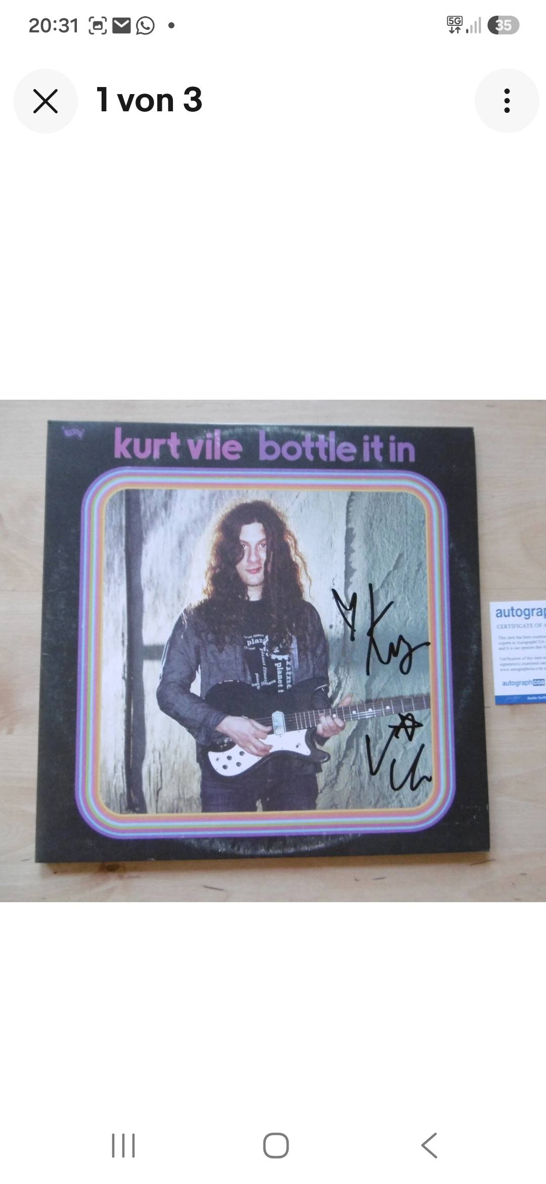 Kurt Vile signed LP-Covers Vinyl with ACOA. Each 200 Euro shipped