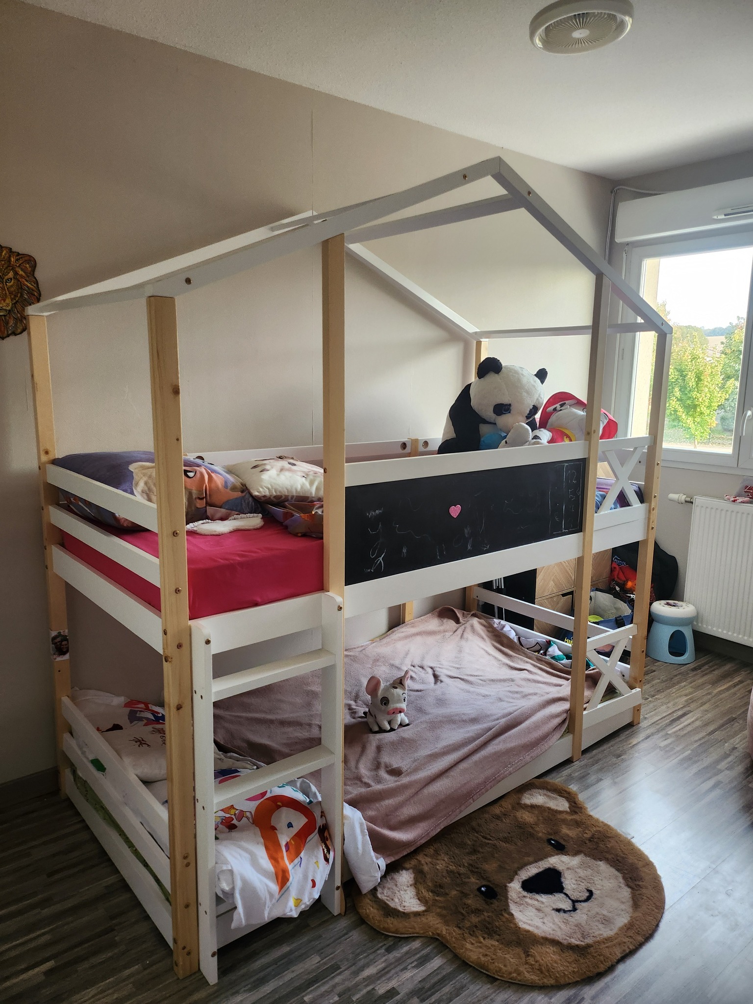 Lit Cabane Enfant 90×200 Cm - Toboggan - Armoire - Garde-corps Sécurisé - Fiable - Blanc - Lit superposé - Mezzanine