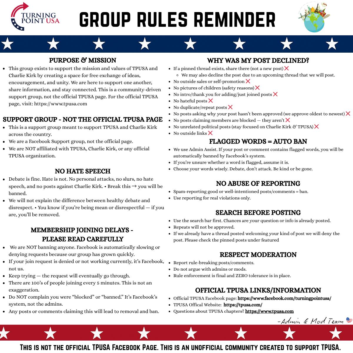 Turning Point USA - Support Community | **Group Rules Reminder** | Facebook