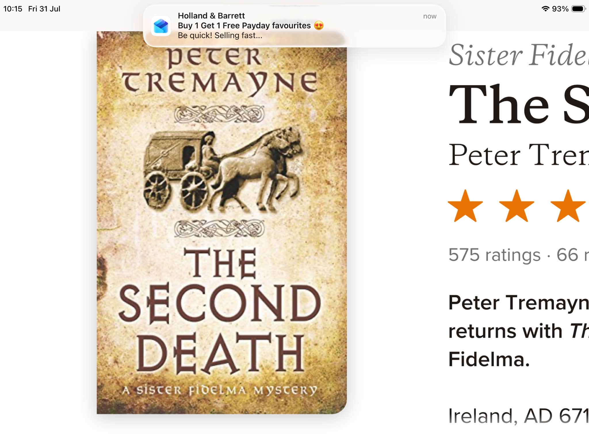 The Second Death by Peter Tremayne book review 