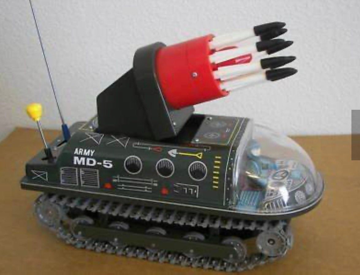 Battery Operated Tin Toy MS-58 Missile Tank (Masudaya Japan)