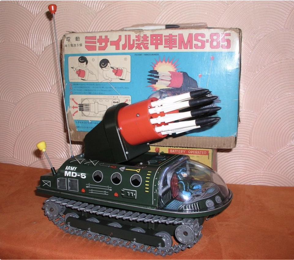 Battery Operated Tin Toy MS-58 Missile Tank (Masudaya Japan)