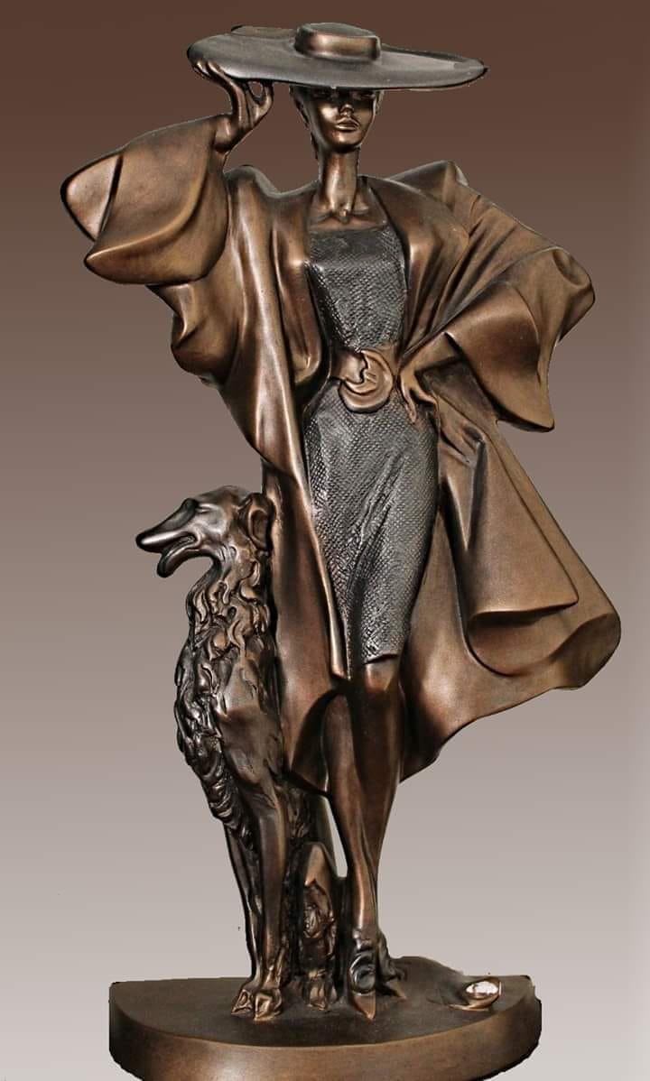 Lady with a borzoi, 1940, Sculpture by Alexander Danel, Estonia