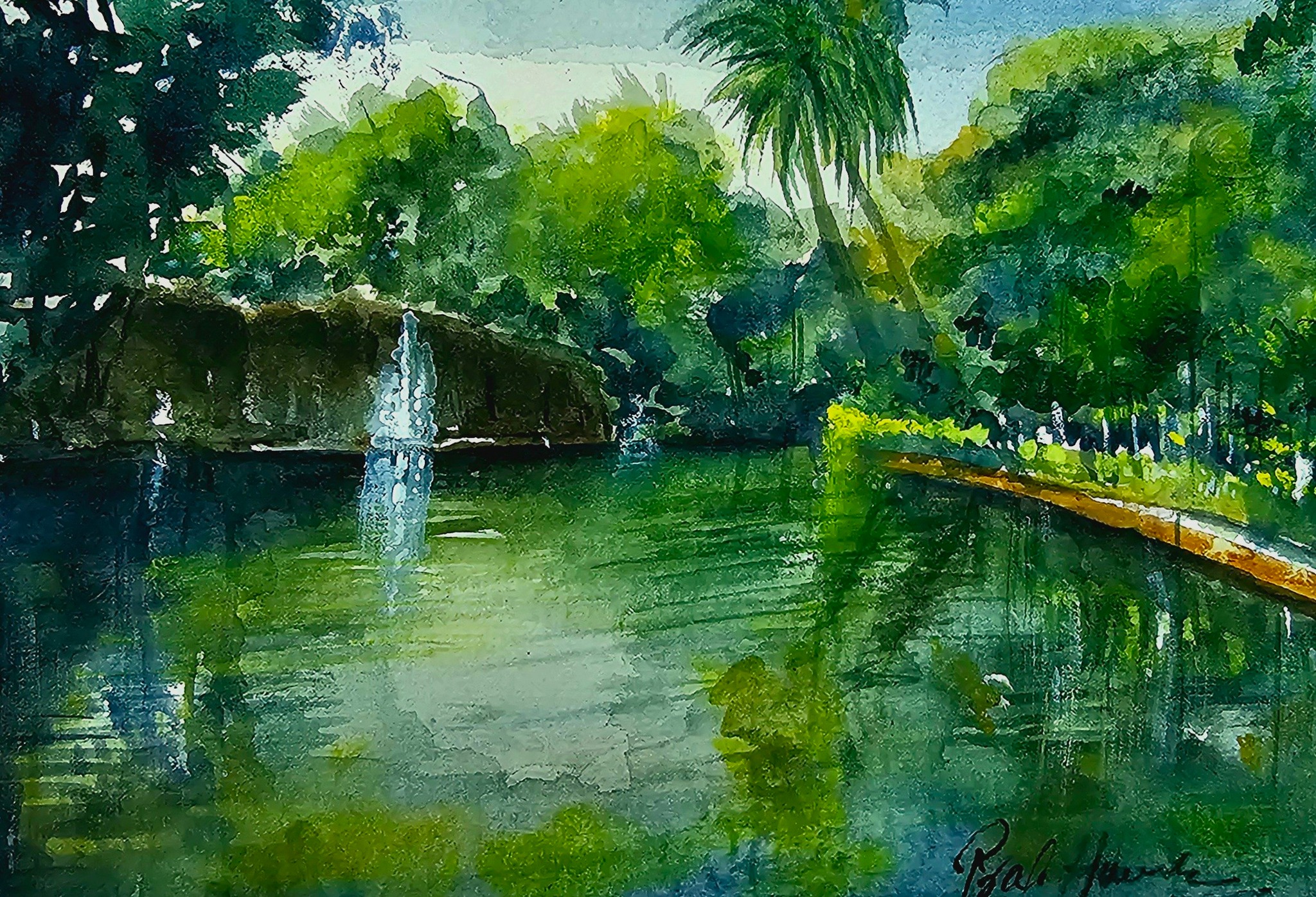 Memories of Poona | Watercolour Lakaki Garden .Modern Akash Color ...