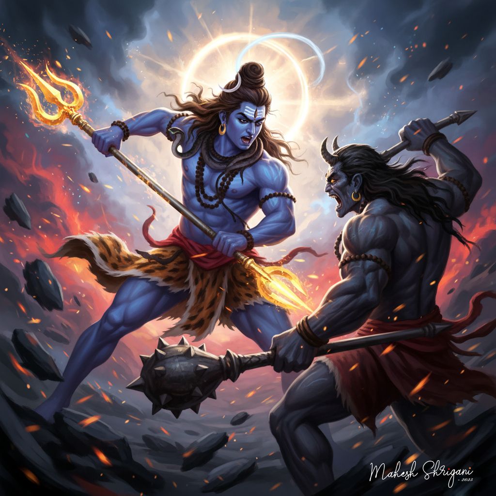 Shiva's destruction of illusion and ignorance