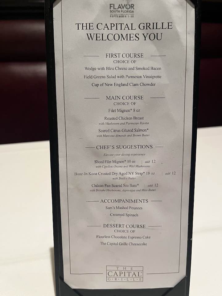 Capital Grille Menu Specials