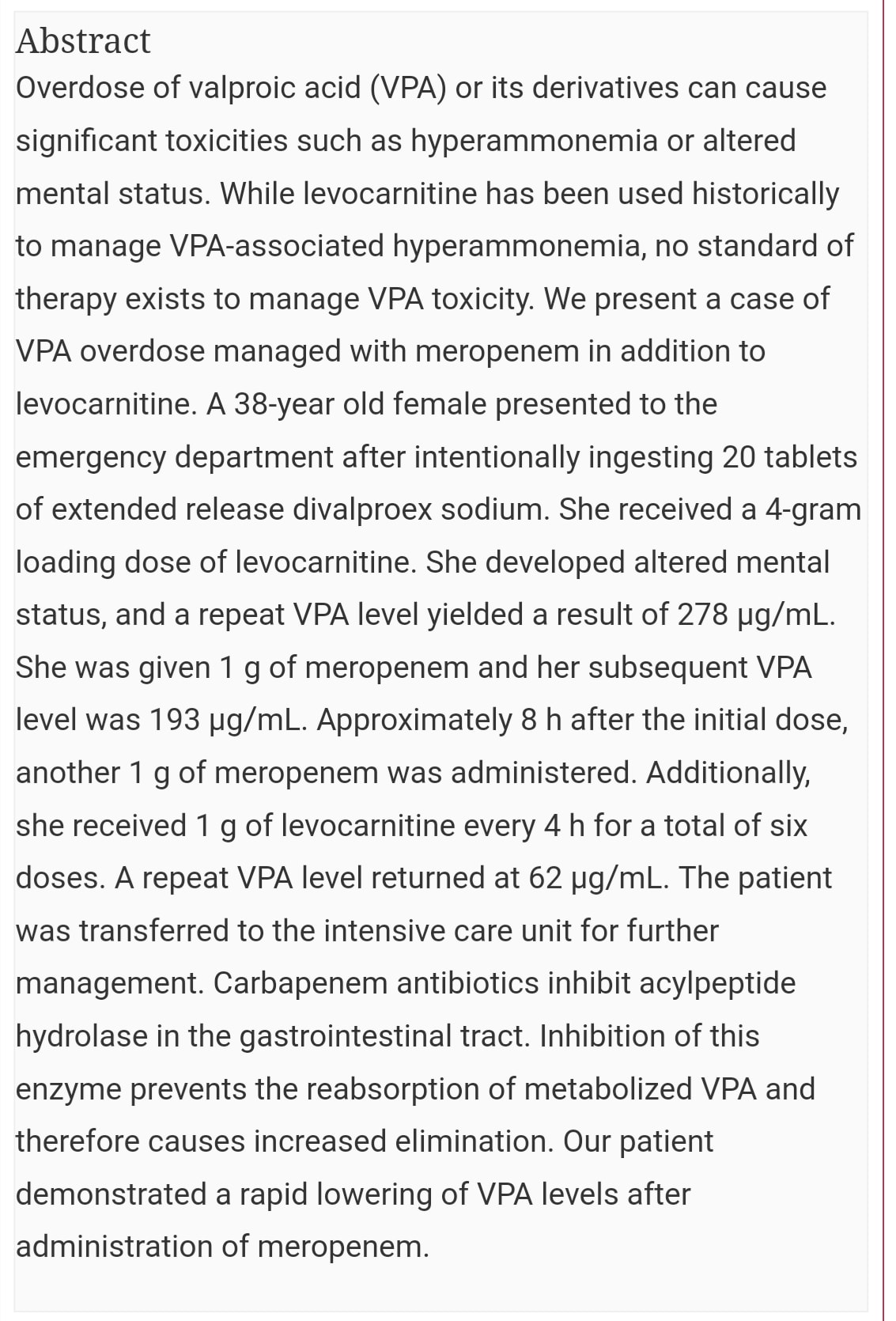 l-carnitine for valproic acid overdose intoxication Clinical: Somnolence, coma, hyperammonemia. Antidotes: Carnitine, hemodialysis. #Toxicology #FOAMED This is the best radiant-skin-body-treatment Size:500 mg / 30 capsules