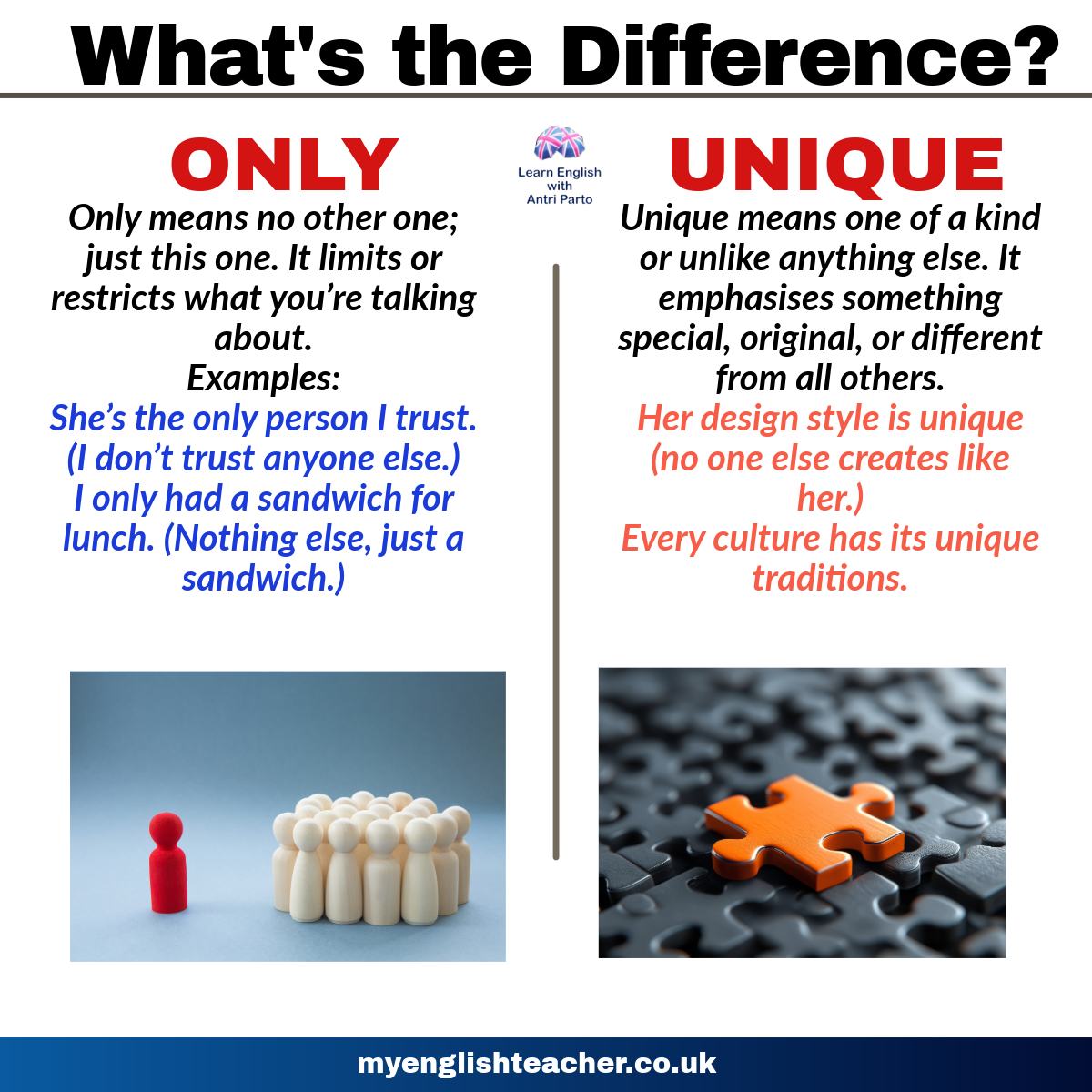 Antri - Ever wondered when to use “only” and when to choose “unique”? 🤔 ...