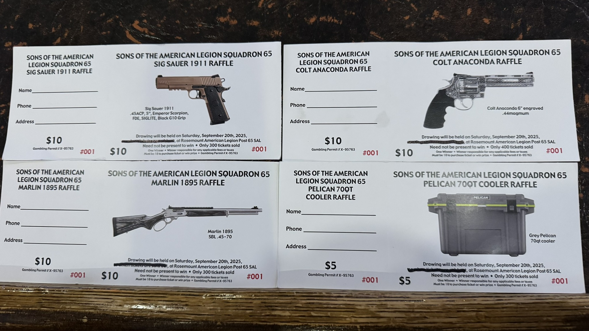 Sons of The American Legion Squadron 65 - Raffle Pull