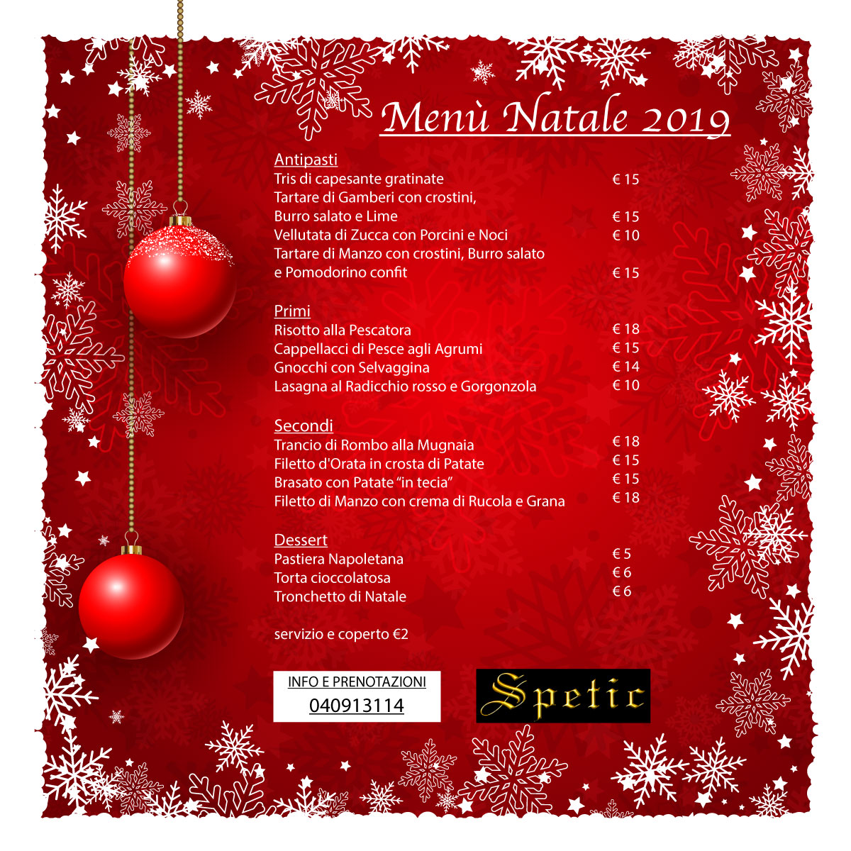 Pizzeria Spetic - Per il Pranzo di Natale sono rimasti... | Facebook