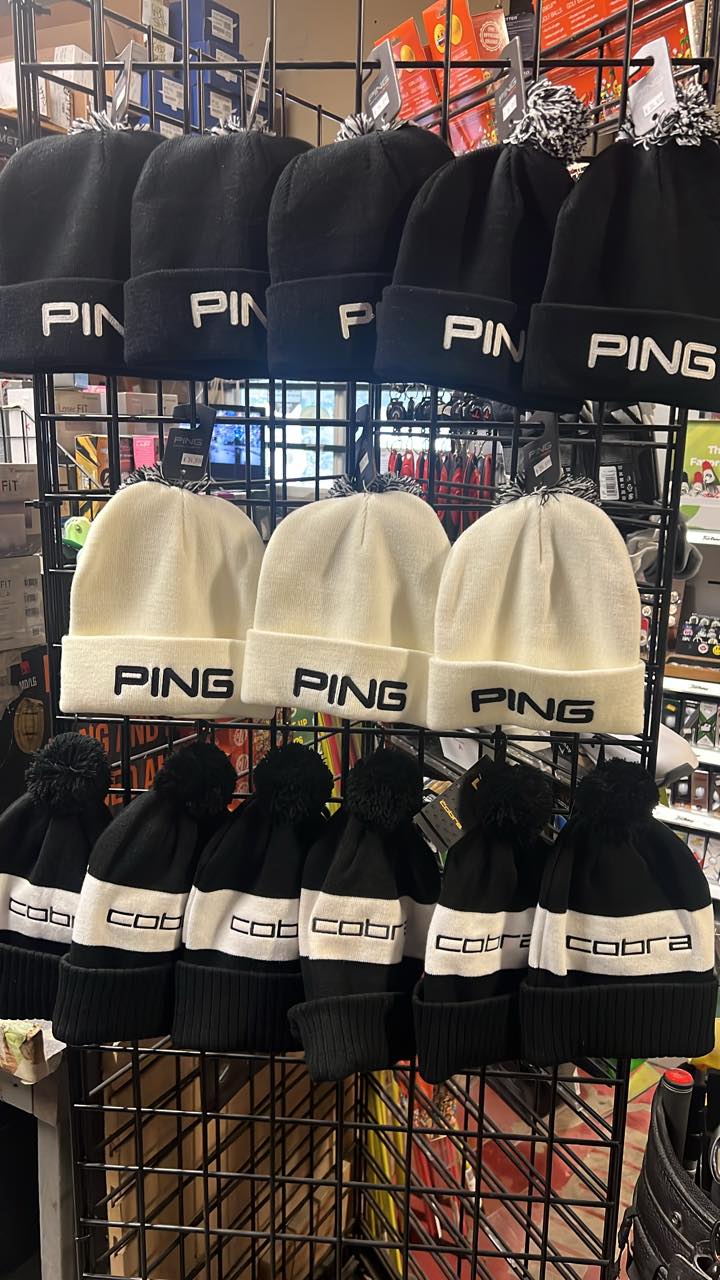 Various cold weather golf toques in stock