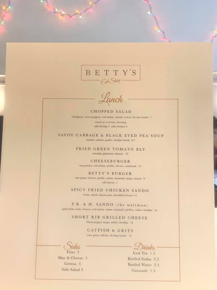 Our current lunch menu! 🎄 - Betty's Eat Shop | Facebook