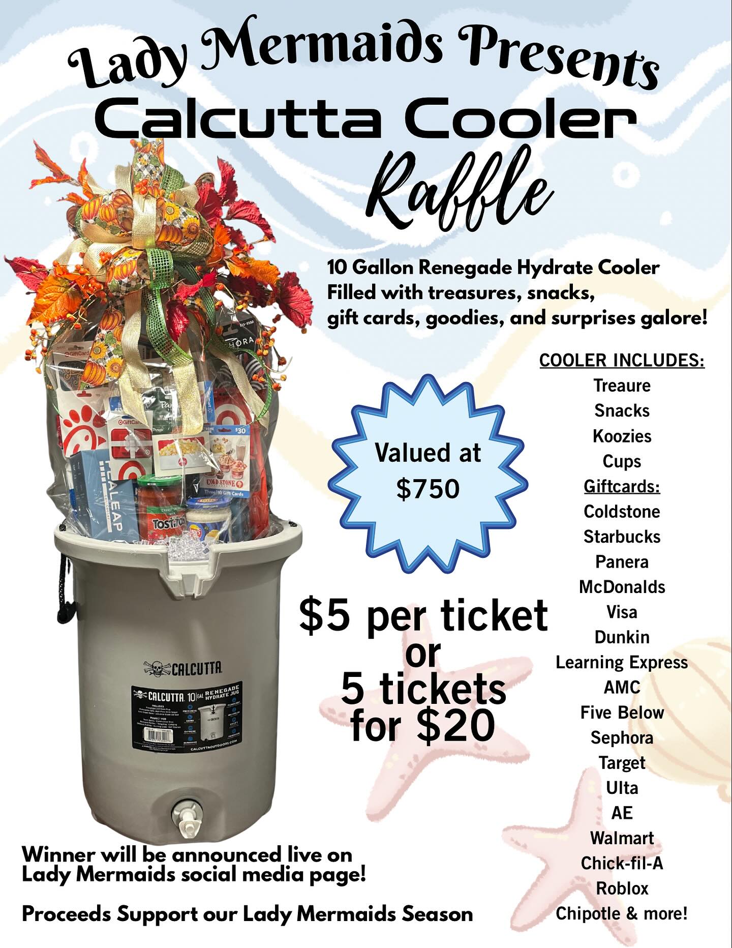 Jessica - ️🎟️ COOLER RAFFLE ALERT 🎟️ ️ Our Lady Mermaids 🧜‍♀️ are ...