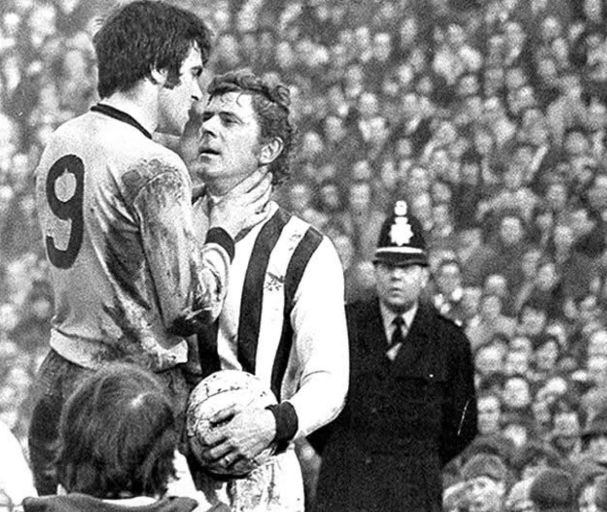 Wolves v Baggies 1971, here we see Bobby Gould showing some affection ...