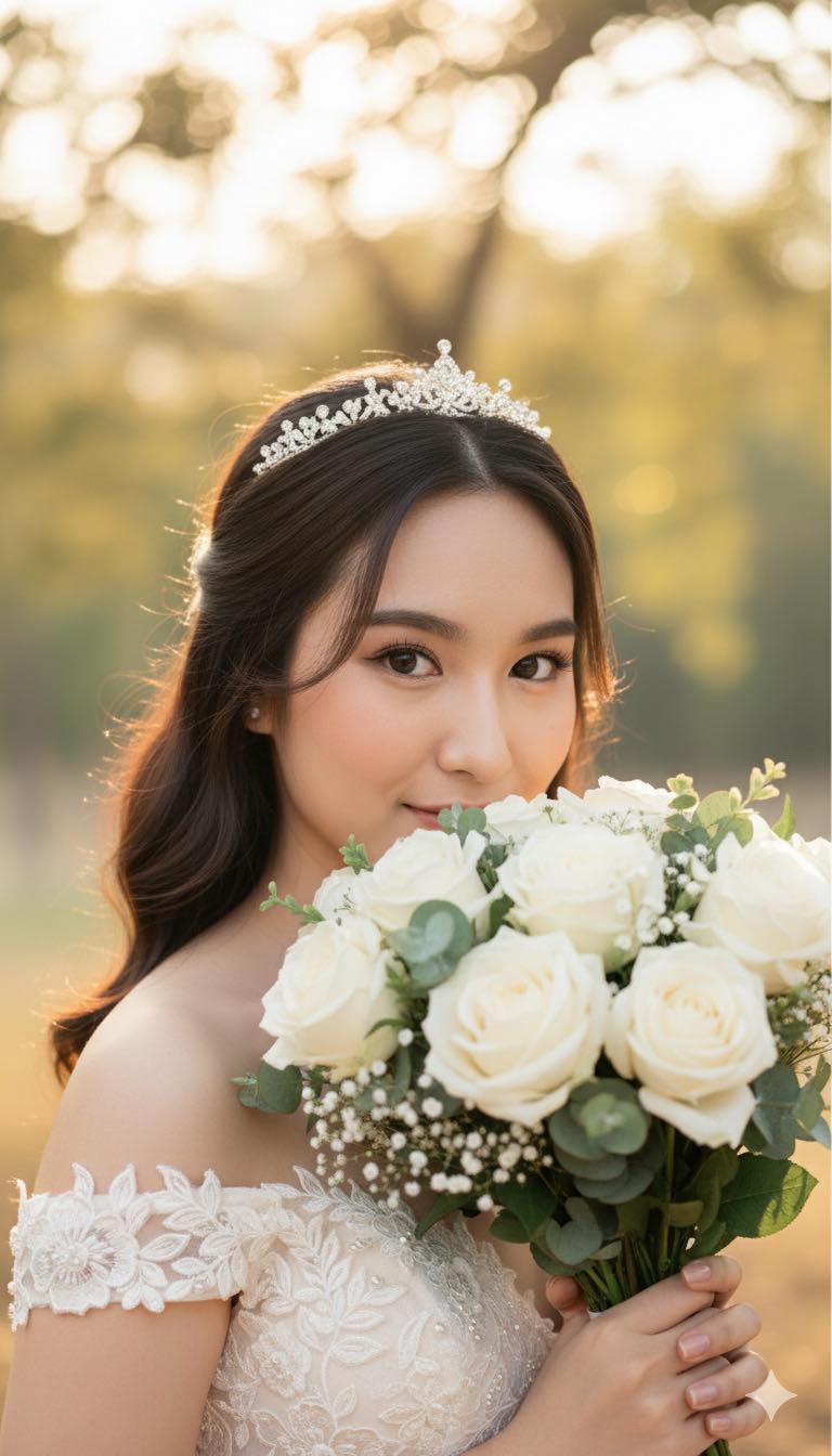 Katrina - “Create a close-up outdoor bridal portrait using the uploaded ...