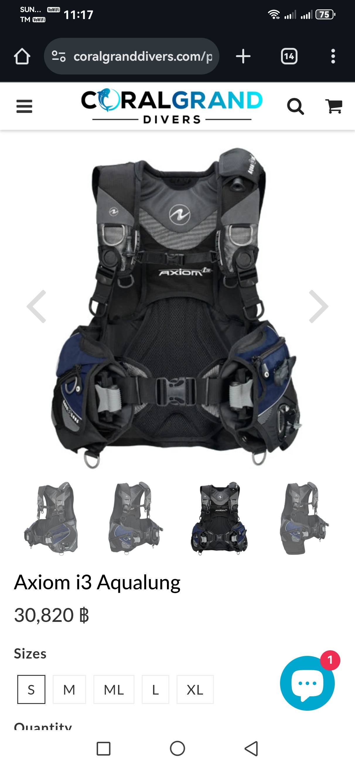 Aqualung axiom i3 BCD In Very Good condition Tested Ok? Size LG 