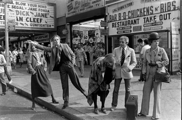 Ralph Lauren's 1977 fall collection in Times Square