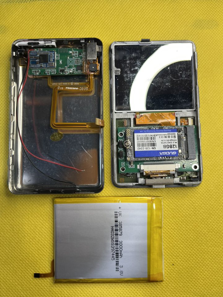 iPod Classic 6th gen mod with USB-C, Bluetooth, and 3000mAh battery