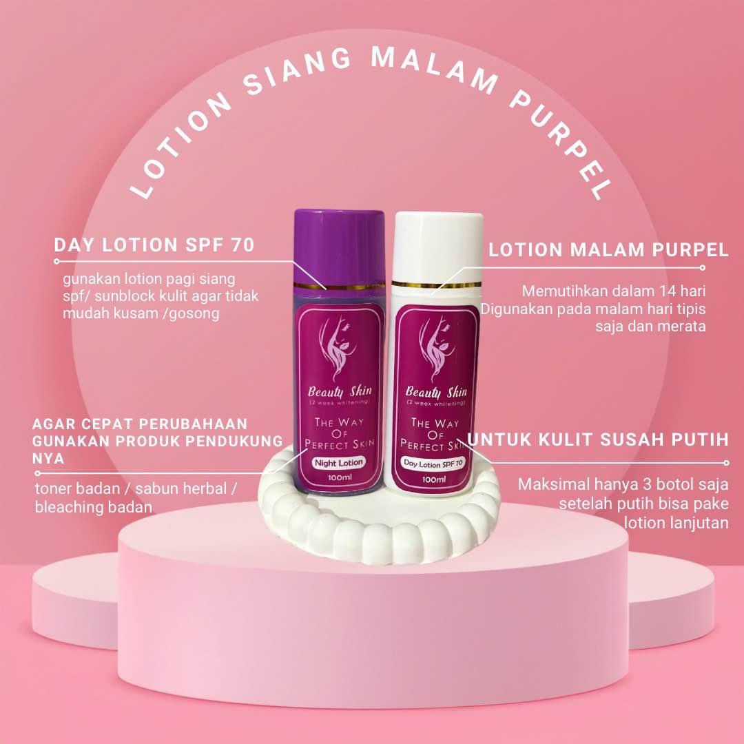 cara pakai l glutathione moist whitening lotion spf 70 pemula siang malam purpel Paket Lengkap: • Day Lotion – Proteksi maksimal dari sinar matahari • Night Lotion – Perawatan intensif saat tidur 1. Day Lotion SPF Sparhawk Vitamin B12 3000mcg