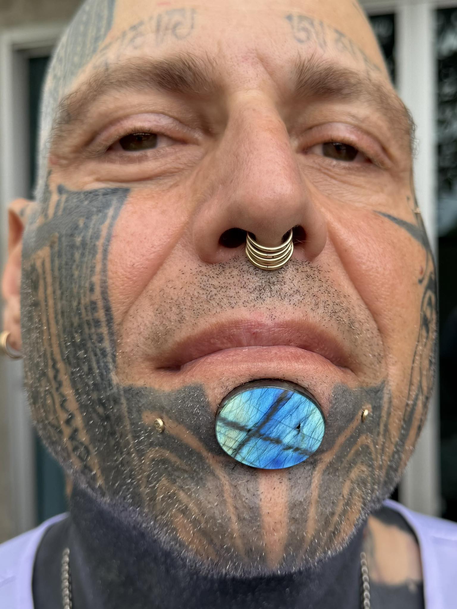 John - 1” labradorite oval labret that I just hand delivered to Jinx ...