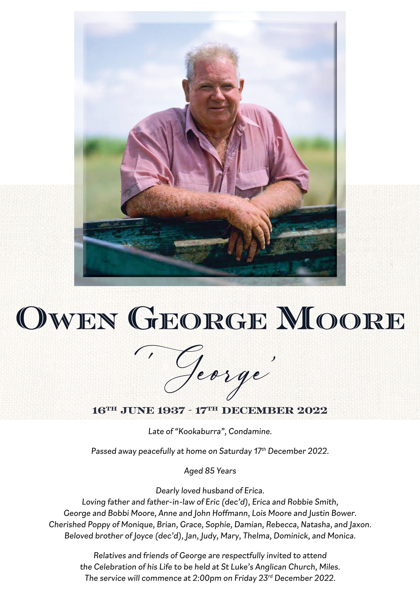 Keatings - George's Funeral Service will be live-streamed for family ...