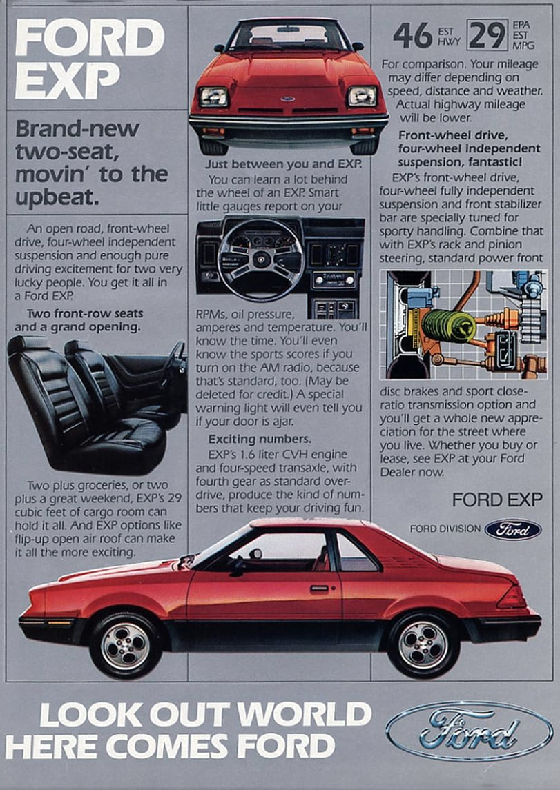 Car Brochures & Adverts | 10-11. 1982 Ford EXP · LN7 The People Formula ...