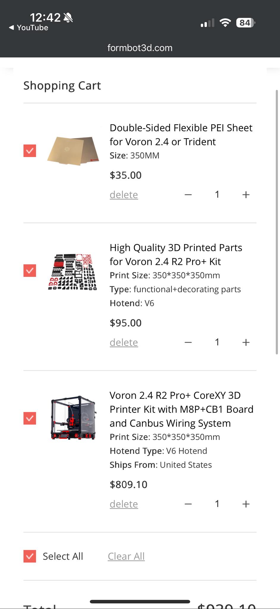 What are the necessary components for building a Voron 3D printer?
