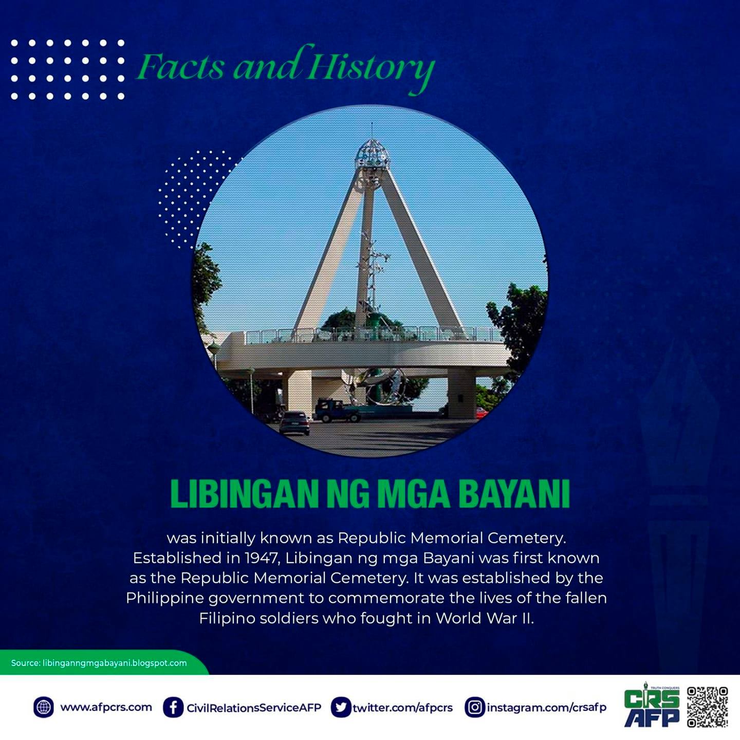 Civil - FACTS AND HISTORY | Libingan ng mga Bayani was established by ...