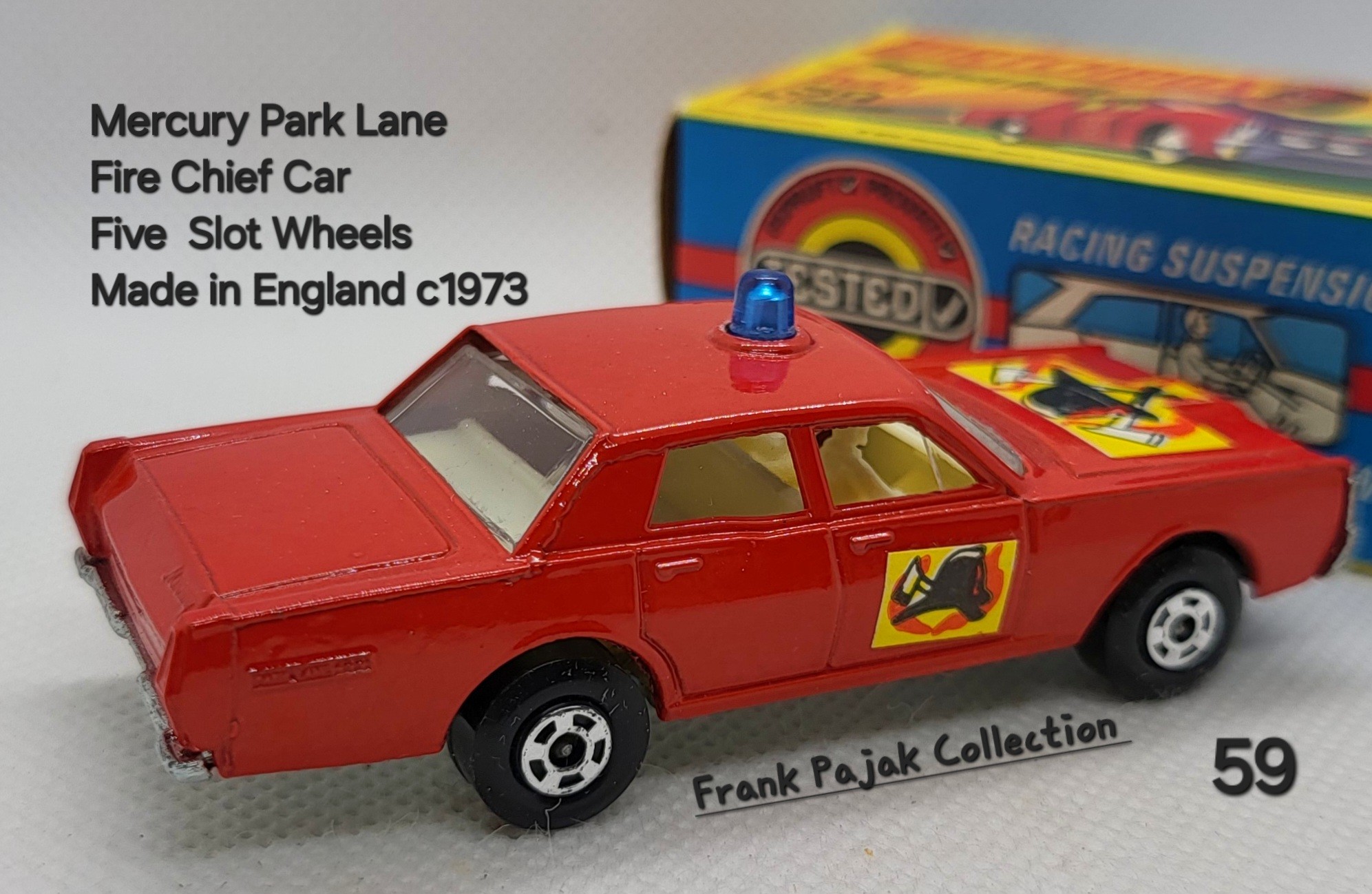 Matchbox ford galaxie fire chief car from 1970 super fast no 59