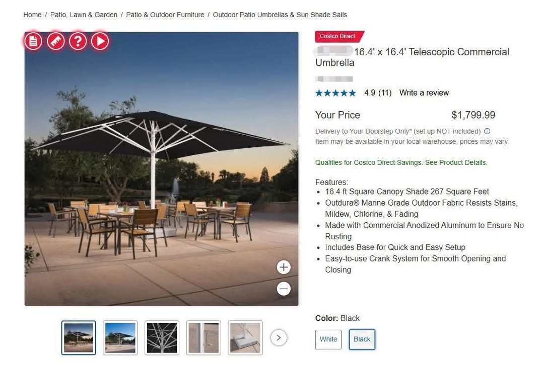costco outdoor patio square umbrella 9 PURPLE LEAF 9' x 9' All-Weather Navy allowing you to easily set the canopy at the perfect angle SunVilla 13ft. Round 3-Tier Cantilever