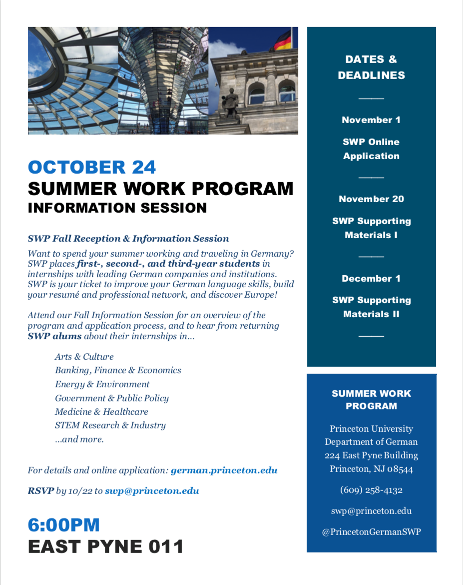 Summer Work Program - ***THIS WEDNESDAY/DIESEN MITTWOCH, 10/24*** What ...