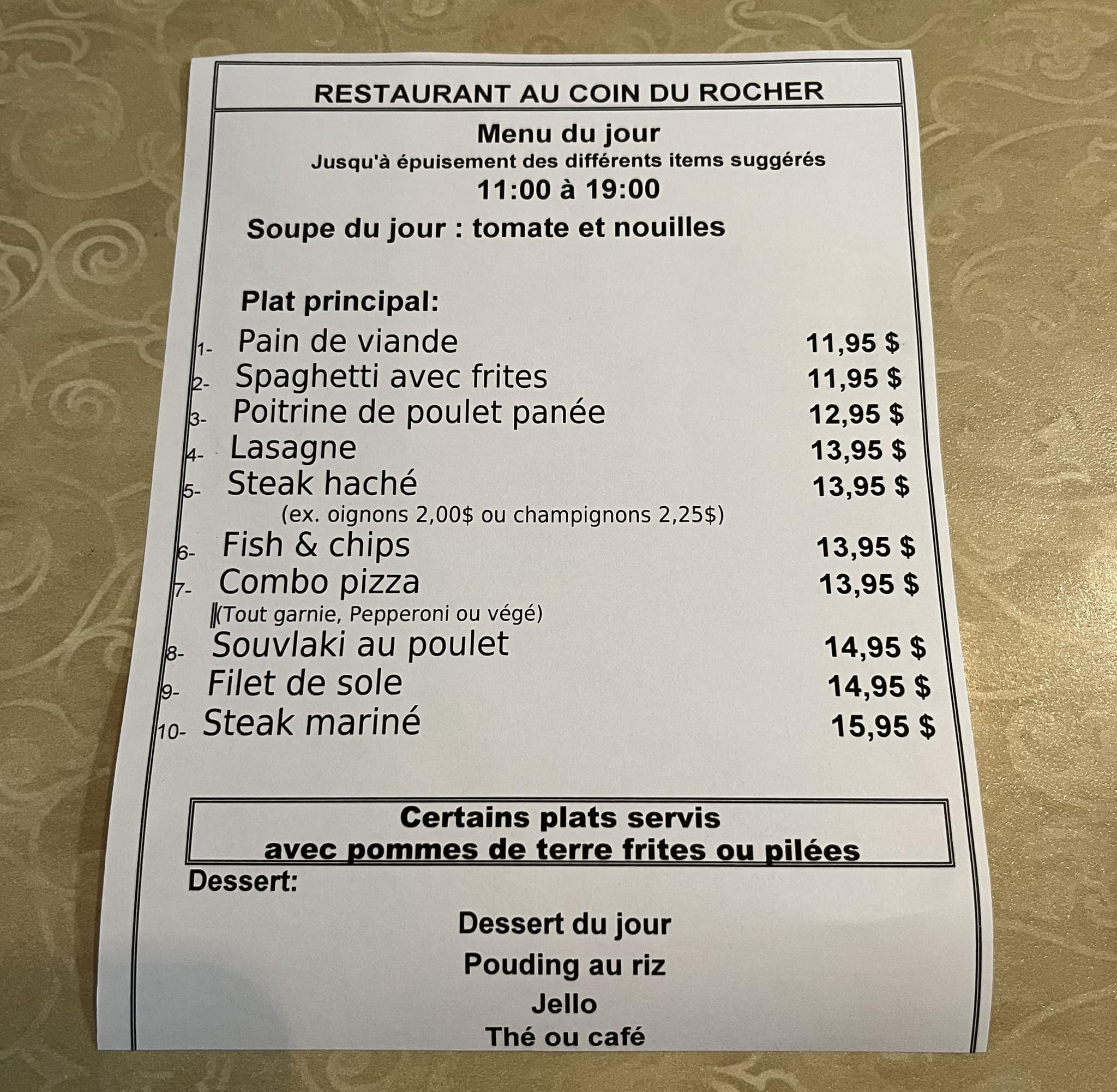 Restaurant Au Coin du Rocher | Shawinigan QC