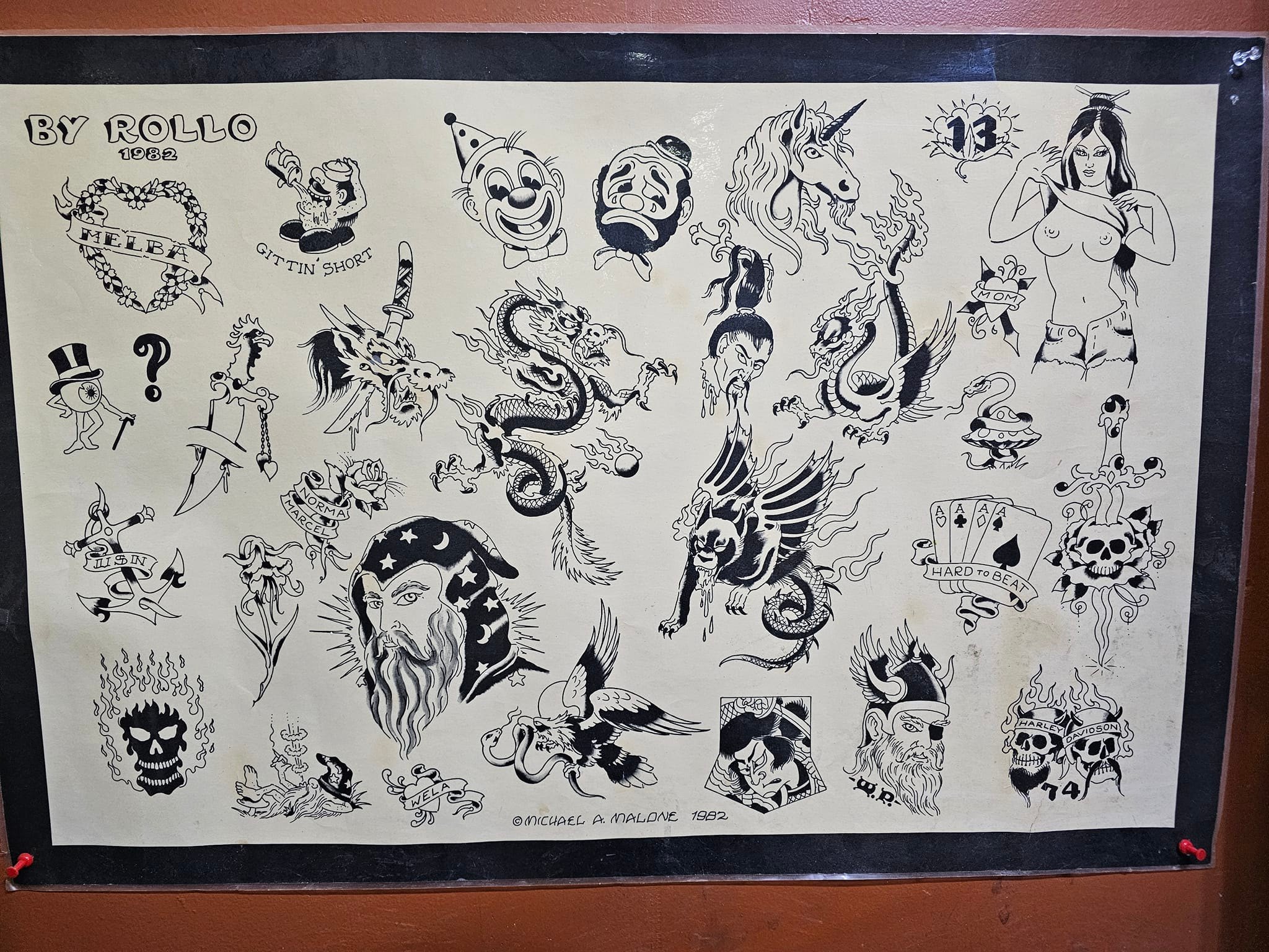 80s ビンテージ ハーレー tattoo フラッシュ タトゥー マリファナ