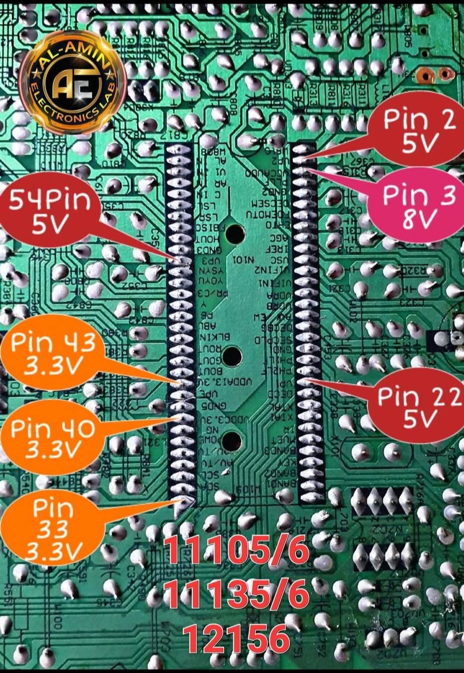 I got fed up trying to identify the Pins from below the board