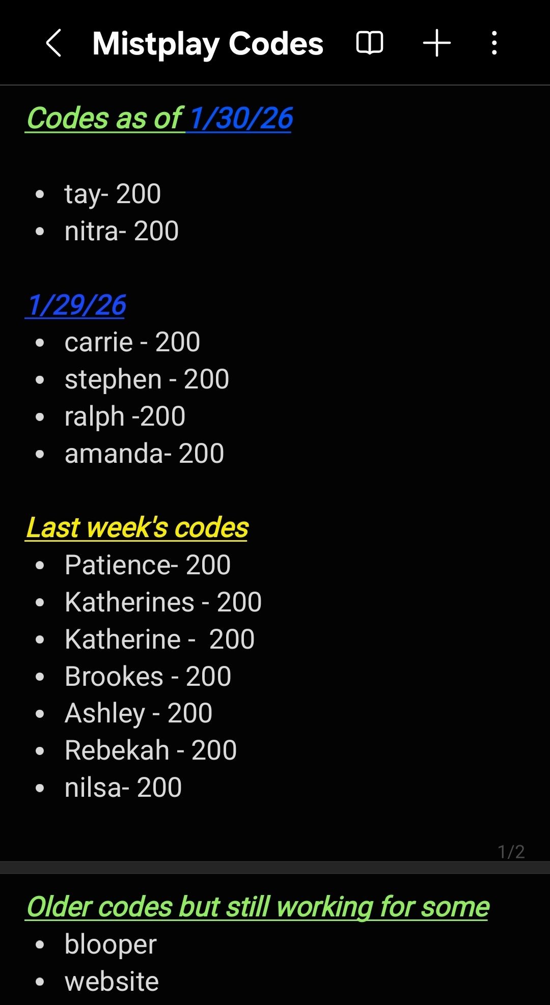 mistplay | 2 new codes 1/30/26 | Facebook